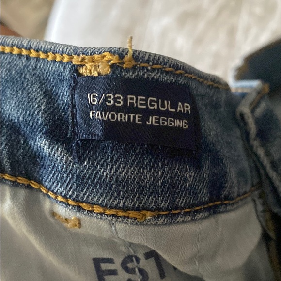 GAP Blue Jeggings with Distressed Details. Size 16. Button fly. - Picture 6 of 6